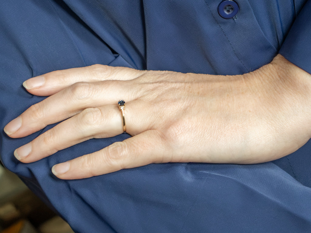 Three-Stone Sapphire and Diamond Engagement Ring