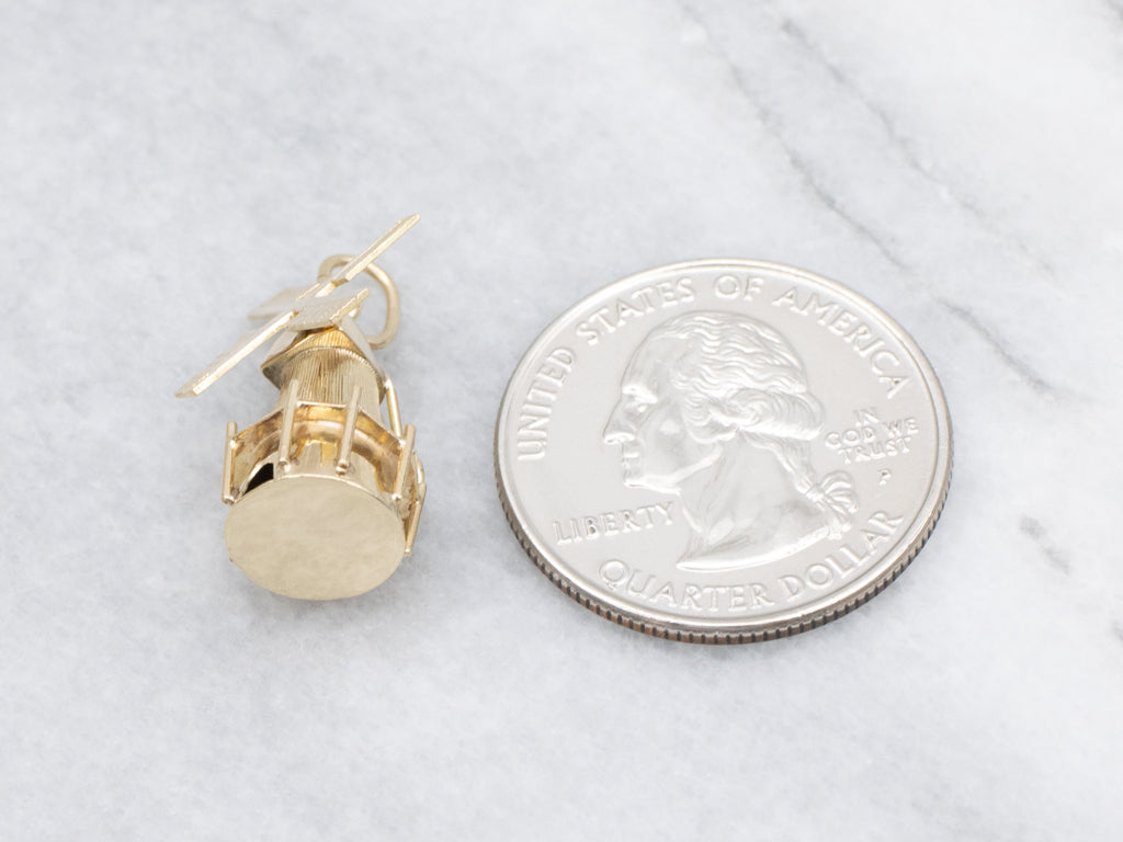 Vintage Gold Working Windmill Charm Pendant