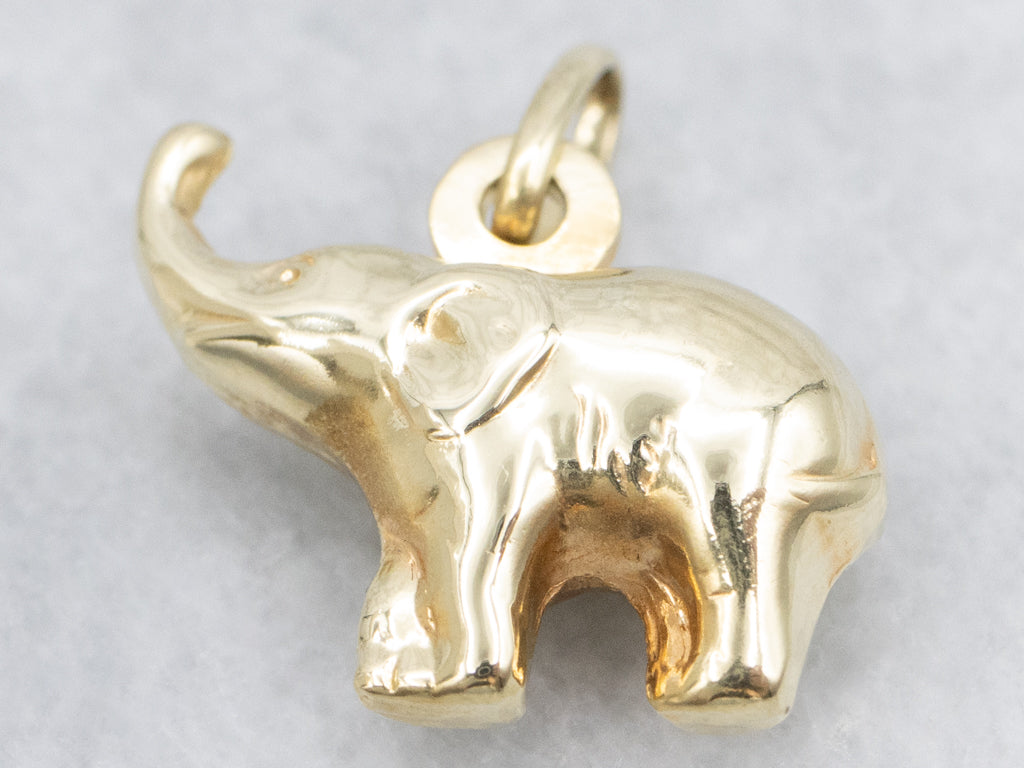 Puffy Italian Gold Elephant Charm Pendant