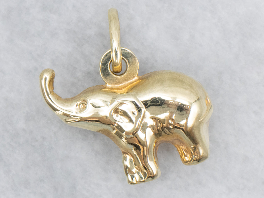 Puffy Italian Gold Elephant Charm Pendant