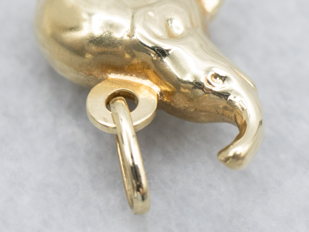 Puffy Italian Gold Elephant Charm Pendant