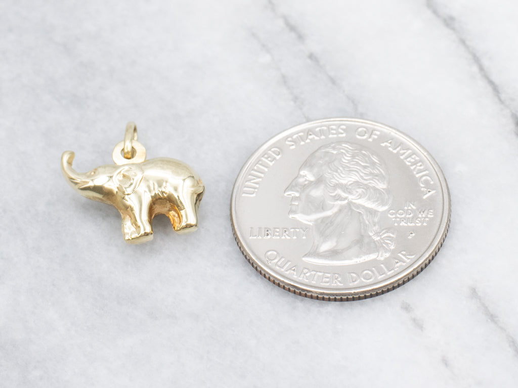 Puffy Italian Gold Elephant Charm Pendant