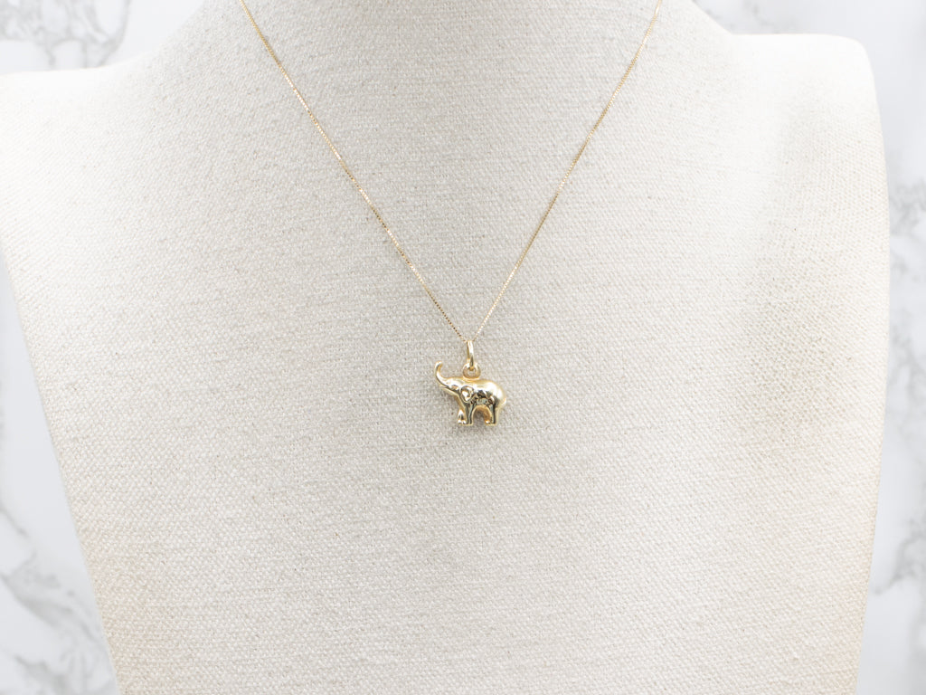 Puffy Italian Gold Elephant Charm Pendant