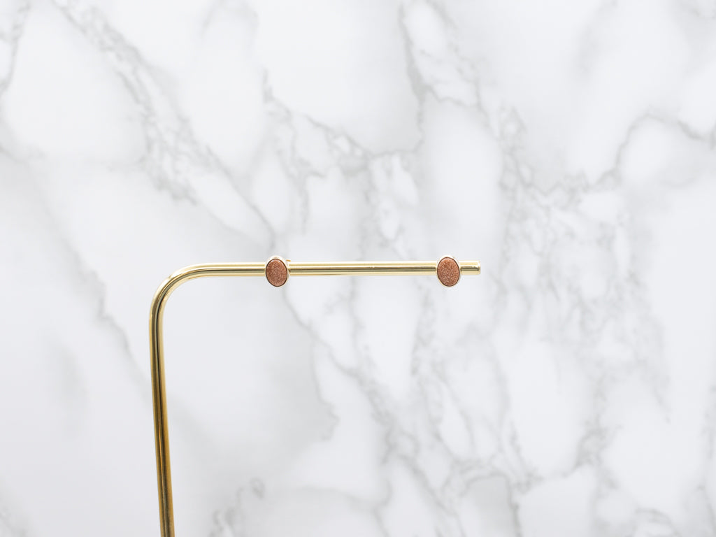 Bezel-Set Goldstone Yellow Gold Stud Earrings