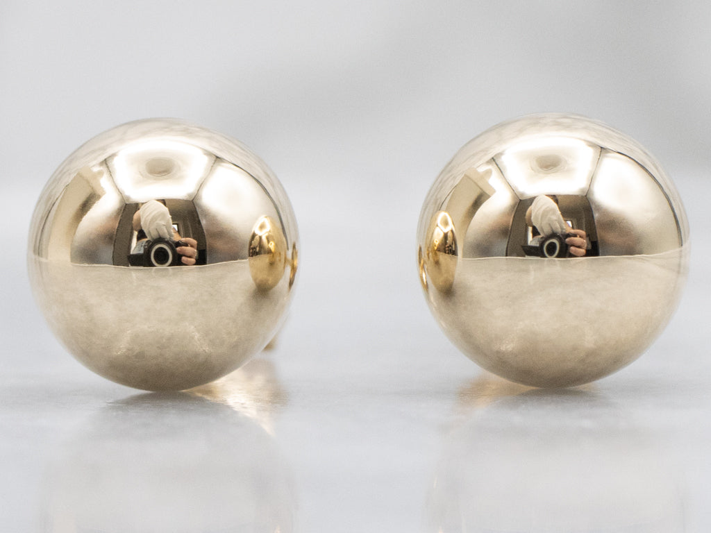 Classic Polished Gold Ball Stud Earrings