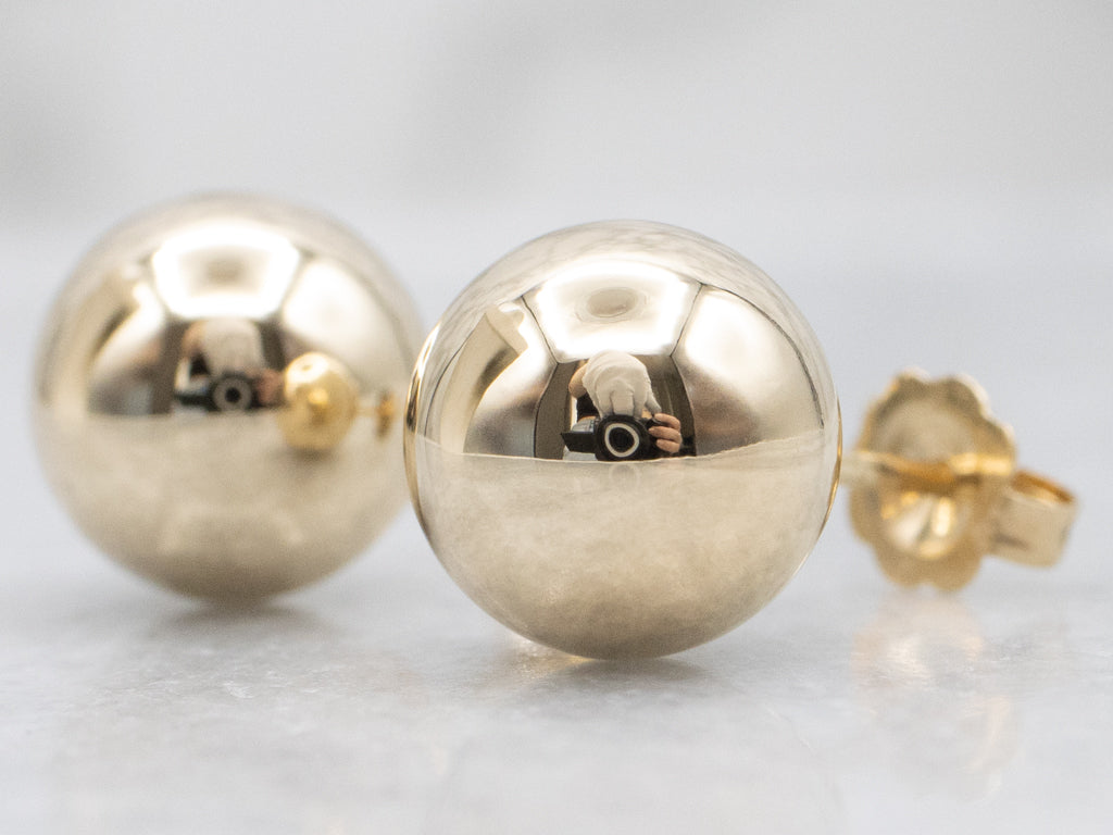 Classic Polished Gold Ball Stud Earrings