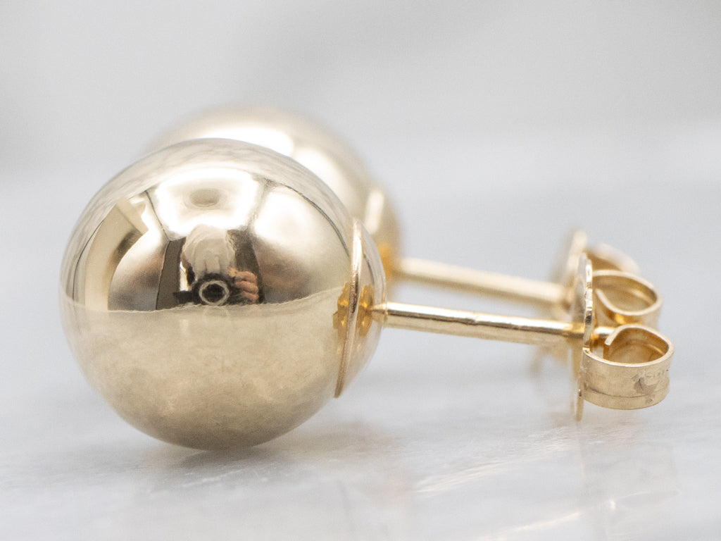 Classic Polished Gold Ball Stud Earrings