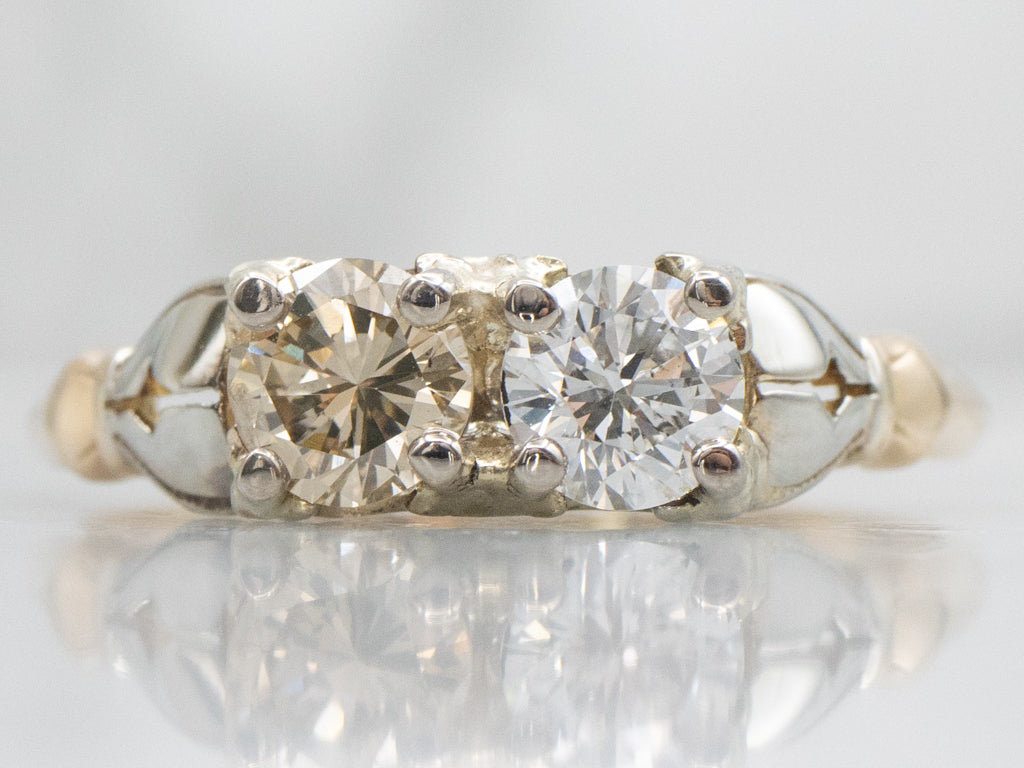 Retro-Era Champagne and Brilliant Diamond Ring