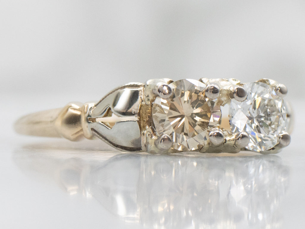 Retro-Era Champagne and Brilliant Diamond Ring