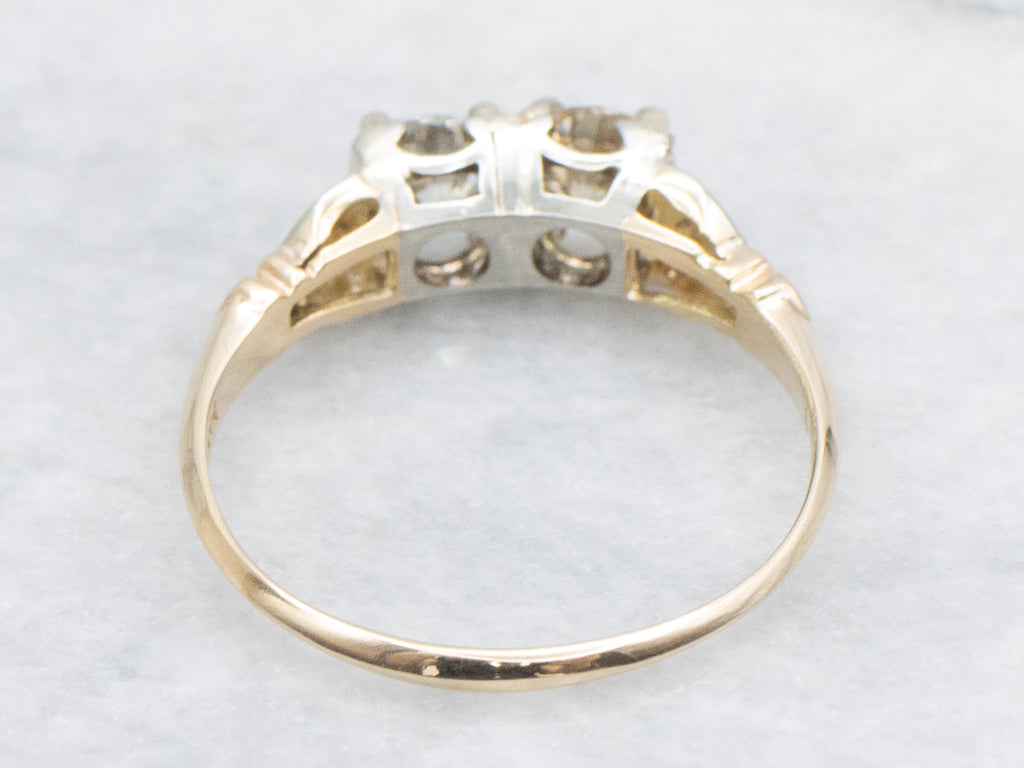 Retro-Era Champagne and Brilliant Diamond Ring