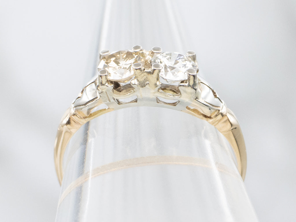 Retro-Era Champagne and Brilliant Diamond Ring