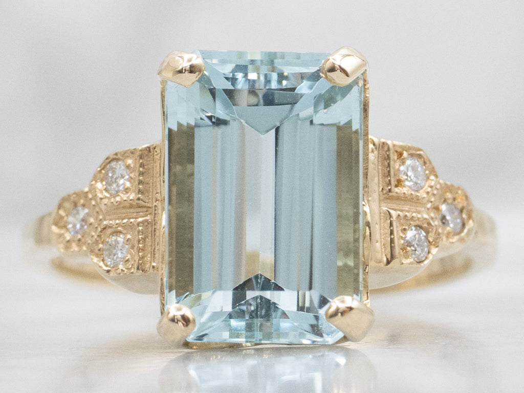 The Clara Aquamarine and Diamond Ring by Elizabeth Henry