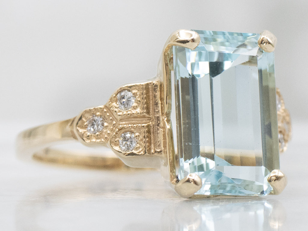 The Clara Aquamarine and Diamond Ring by Elizabeth Henry