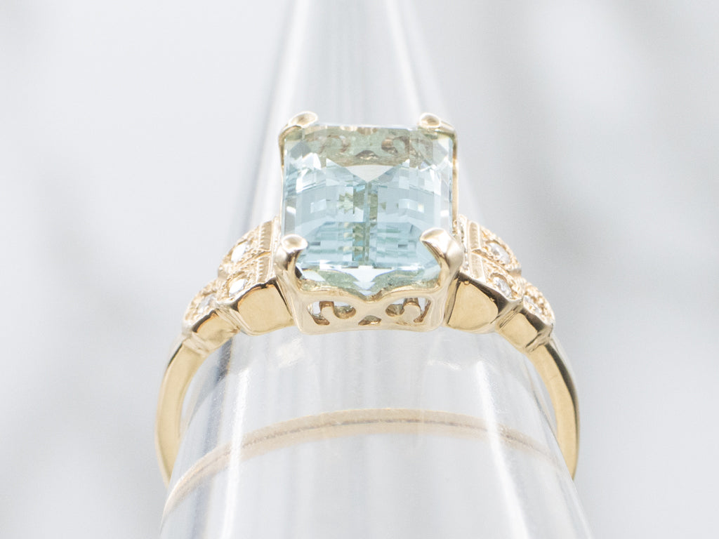 The Clara Aquamarine and Diamond Ring by Elizabeth Henry
