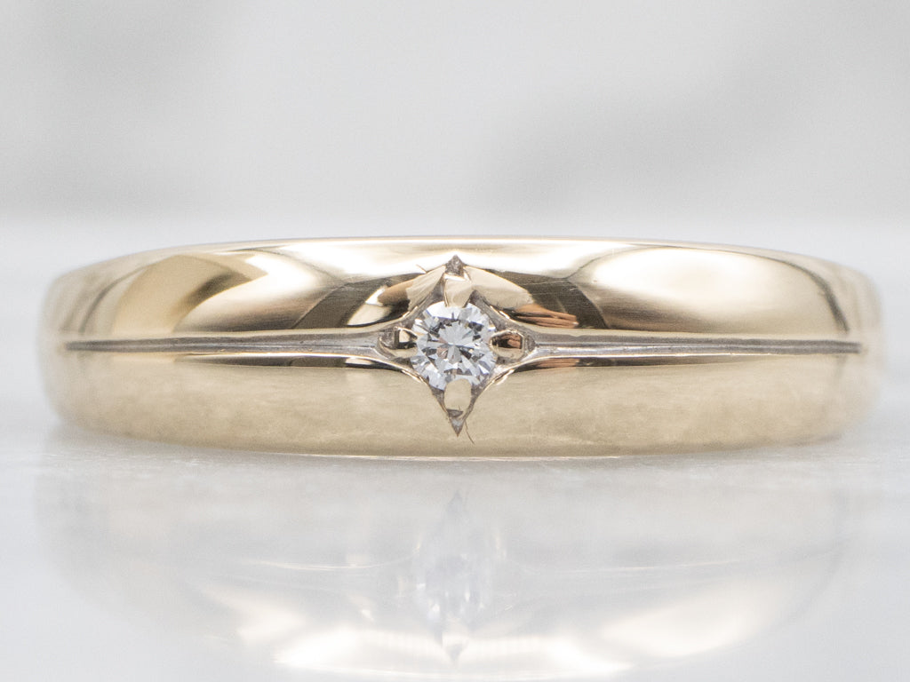 Men's Diamond Solitaire Yellow Gold Band