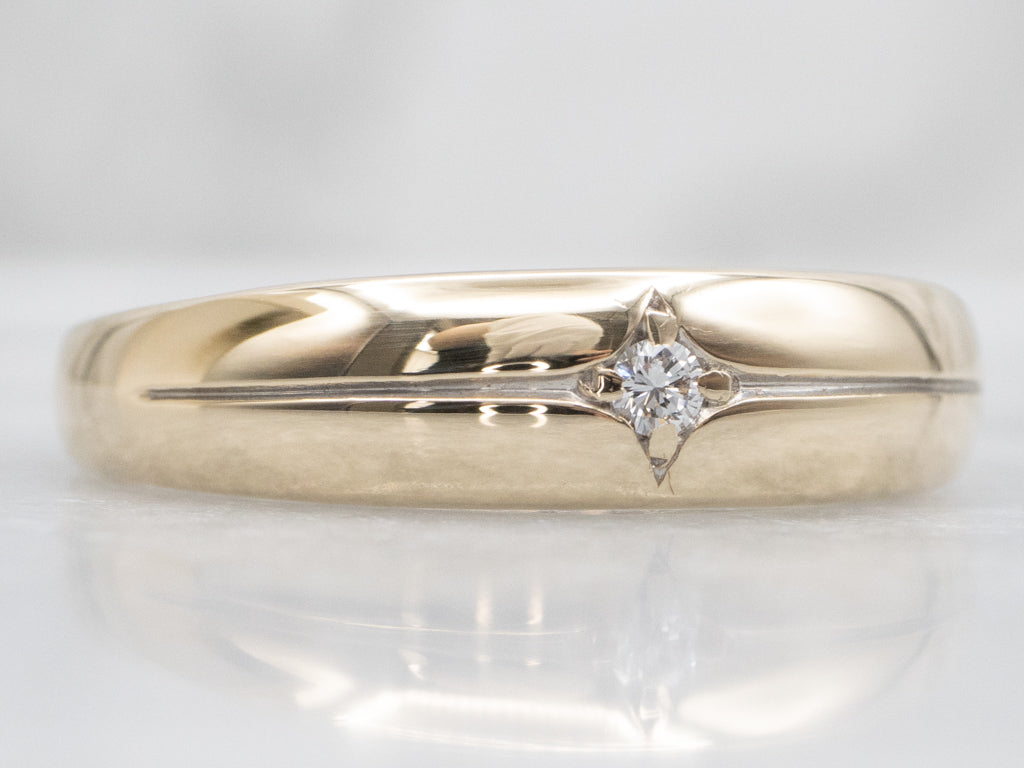 Men's Diamond Solitaire Yellow Gold Band