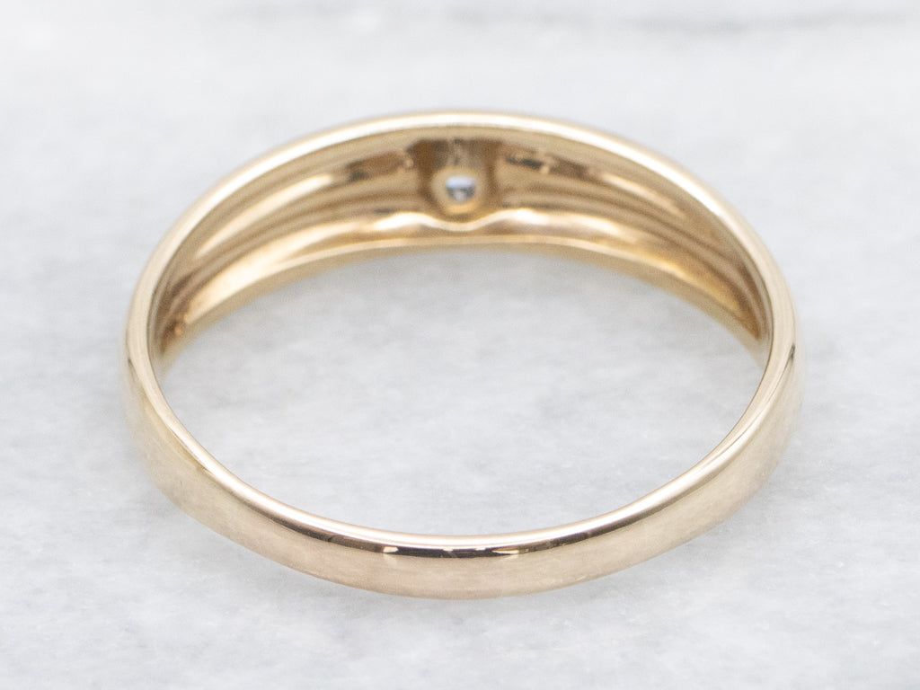 Men's Diamond Solitaire Yellow Gold Band