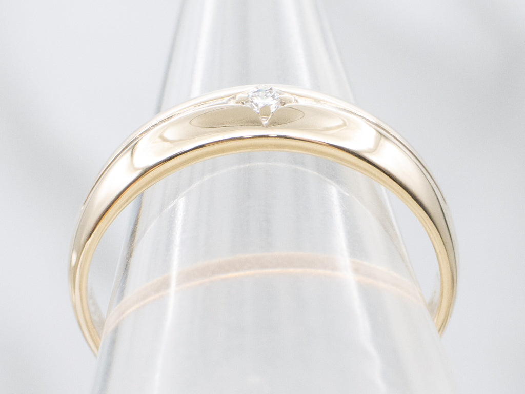 Men's Diamond Solitaire Yellow Gold Band