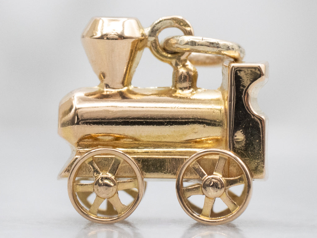 Vintage Gold Locomotive Train Charm