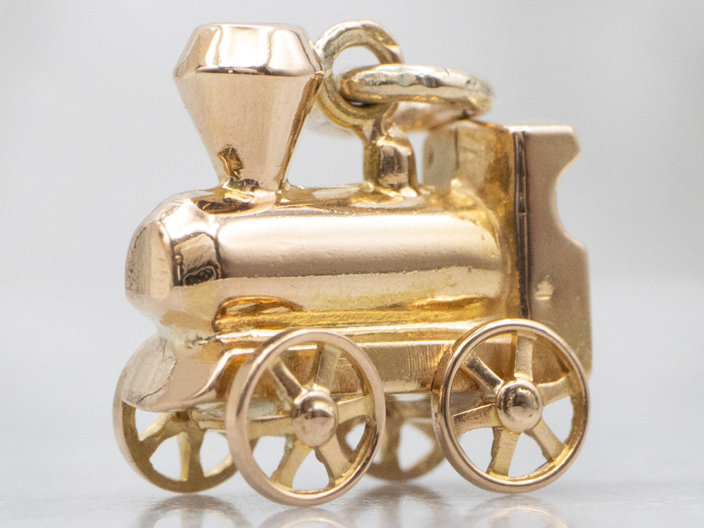 Vintage Gold Locomotive Train Charm