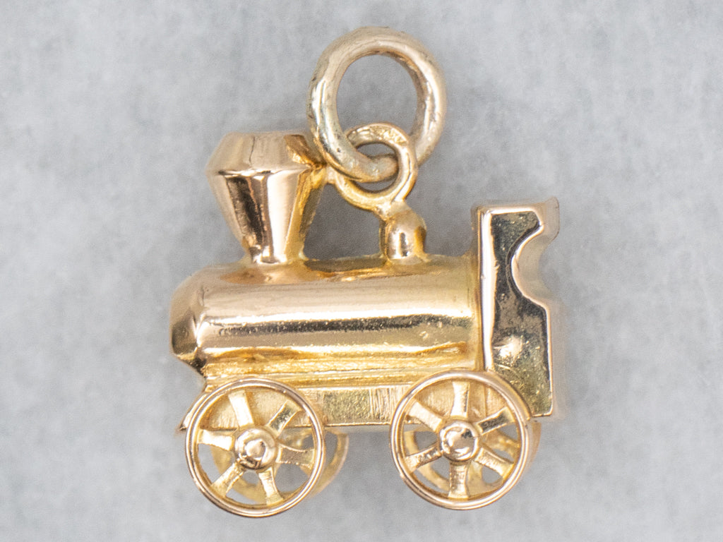 Vintage Gold Locomotive Train Charm