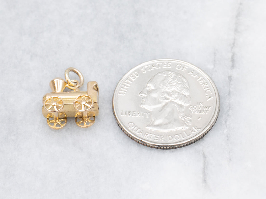 Vintage Gold Locomotive Train Charm