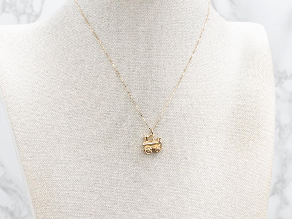 Vintage Gold Locomotive Train Charm