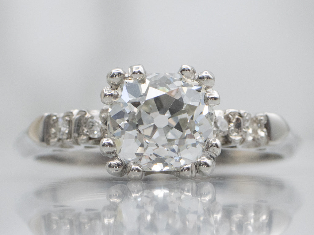 Anillo de compromiso de diamantes GIA brillante redondo de la era retro