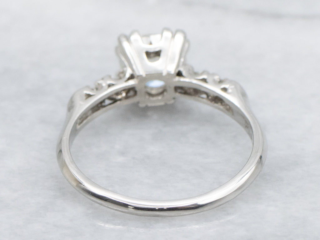 Old Mine Cut GIA Diamond and Platinum 1950s Engagement Ring