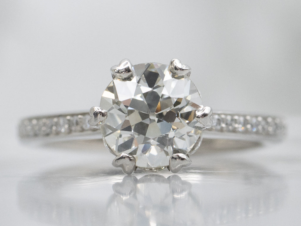 GIA-Certified Old European Cut Diamond and Platinum Engagement Ring