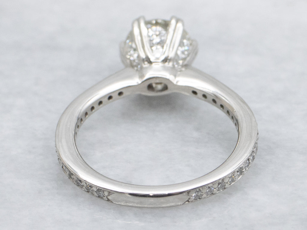GIA-Certified Old European Cut Diamond and Platinum Engagement Ring