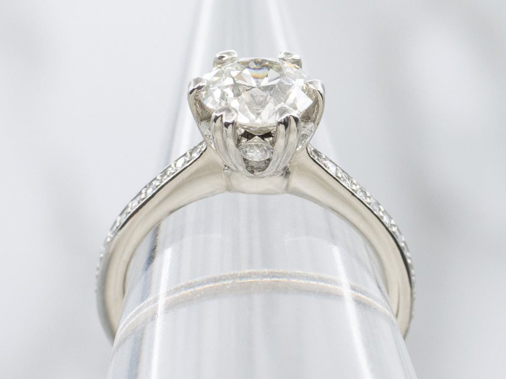 GIA-Certified Old European Cut Diamond and Platinum Engagement Ring