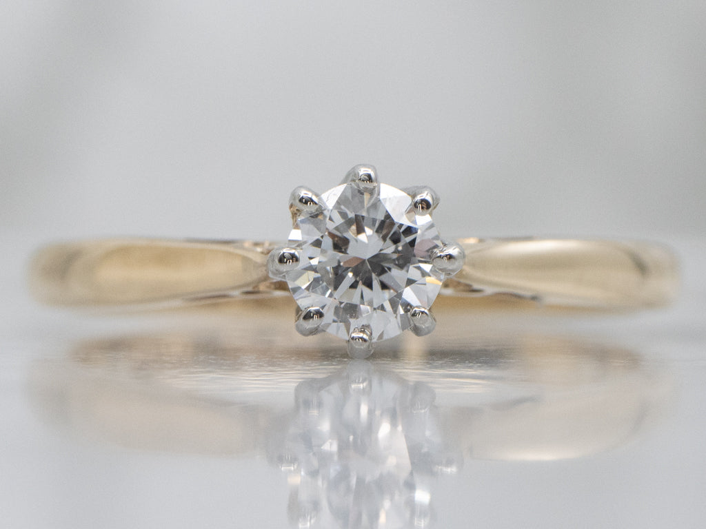 Mixed Metal Round Brilliant Diamond Solitaire Engagement Ring