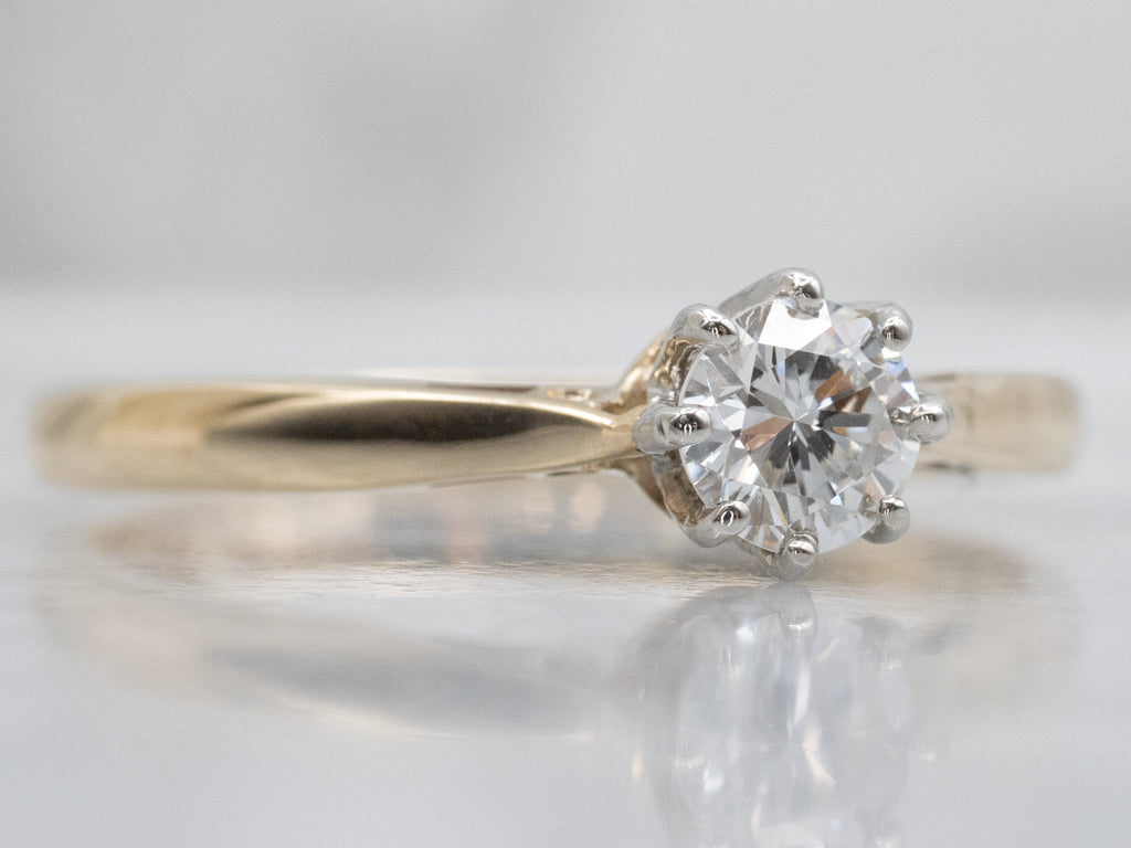 Mixed Metal Round Brilliant Diamond Solitaire Engagement Ring