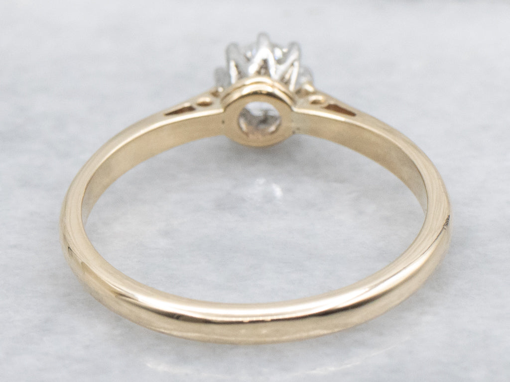 Mixed Metal Round Brilliant Diamond Solitaire Engagement Ring