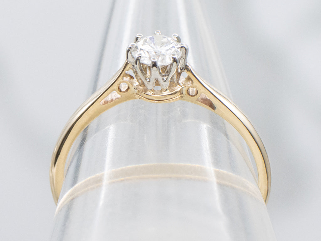 Mixed Metal Round Brilliant Diamond Solitaire Engagement Ring