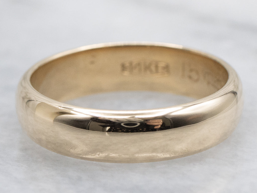 Simple Half-Round Yellow Gold Band