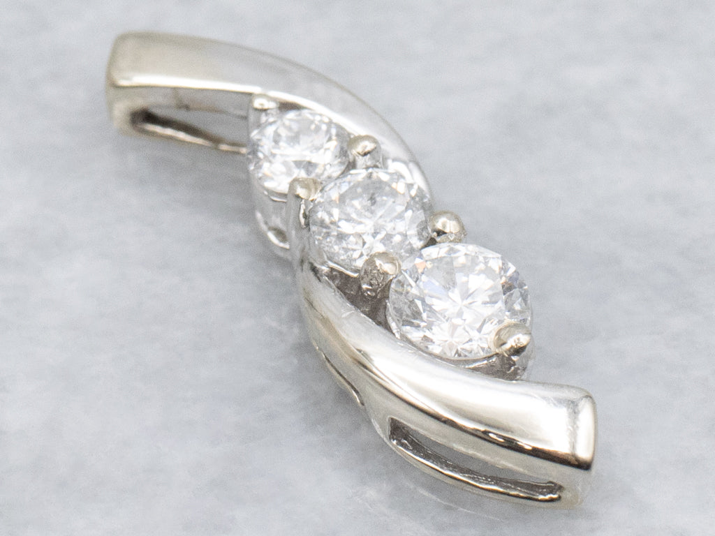 Triple Diamond White Gold Pendant