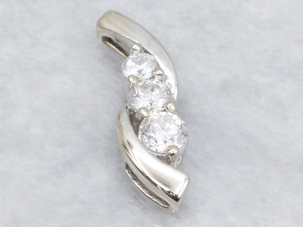 Triple Diamond White Gold Pendant