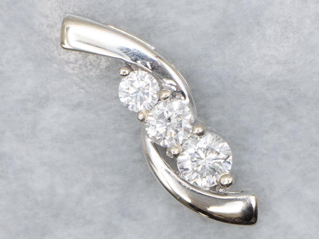 Triple Diamond White Gold Pendant