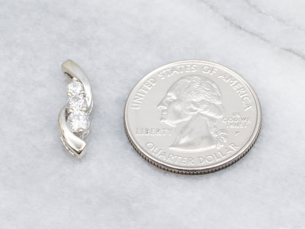 Triple Diamond White Gold Pendant
