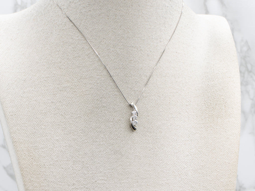 Triple Diamond White Gold Pendant