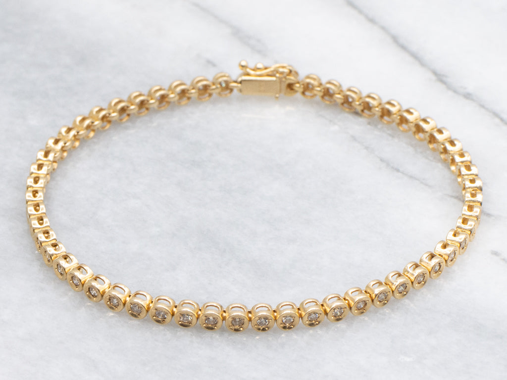 18-Karat Yellow Gold Bezel-Set Diamond Tennis Bracelet