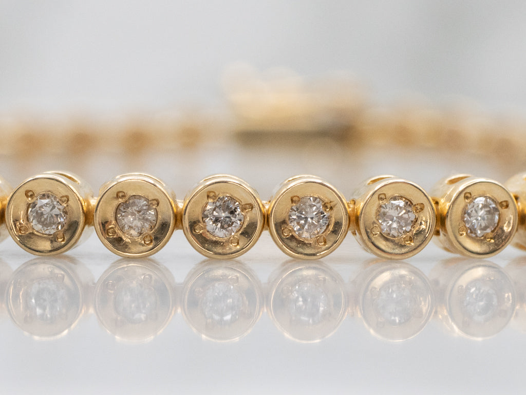 18-Karat Yellow Gold Bezel-Set Diamond Tennis Bracelet