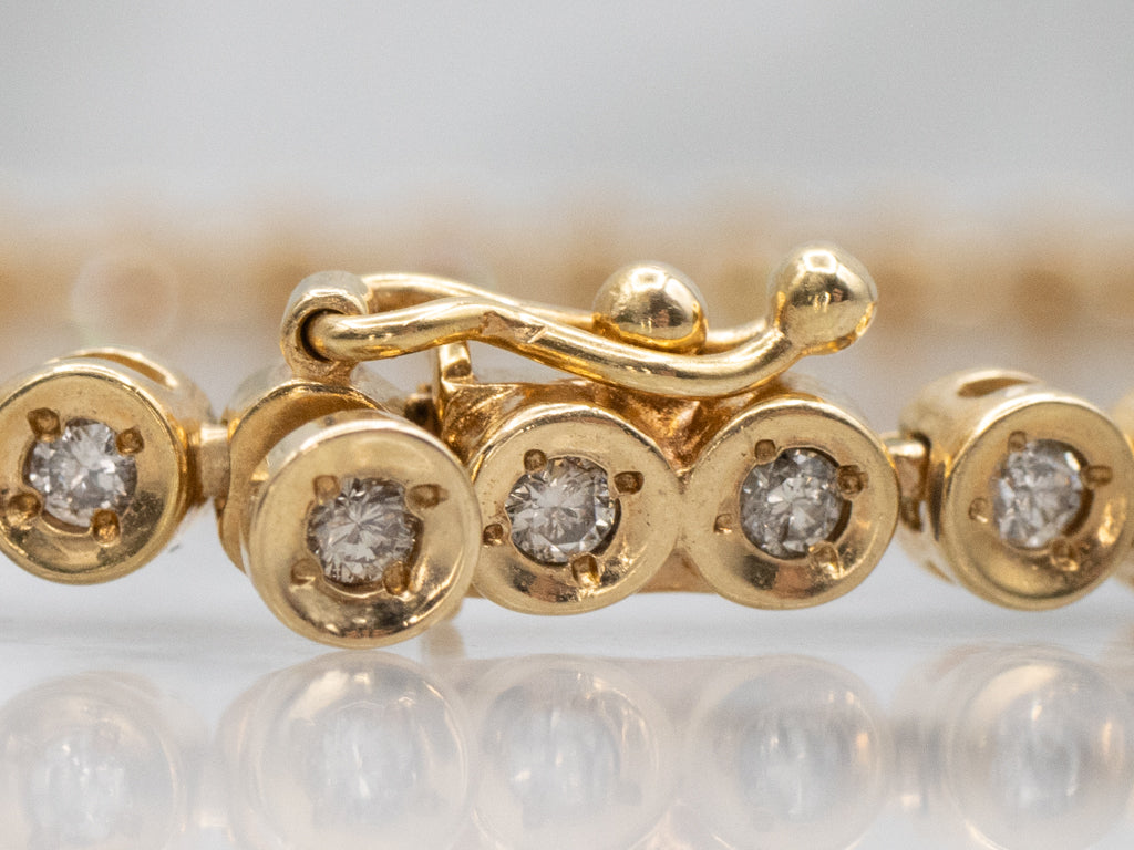 18-Karat Yellow Gold Bezel-Set Diamond Tennis Bracelet