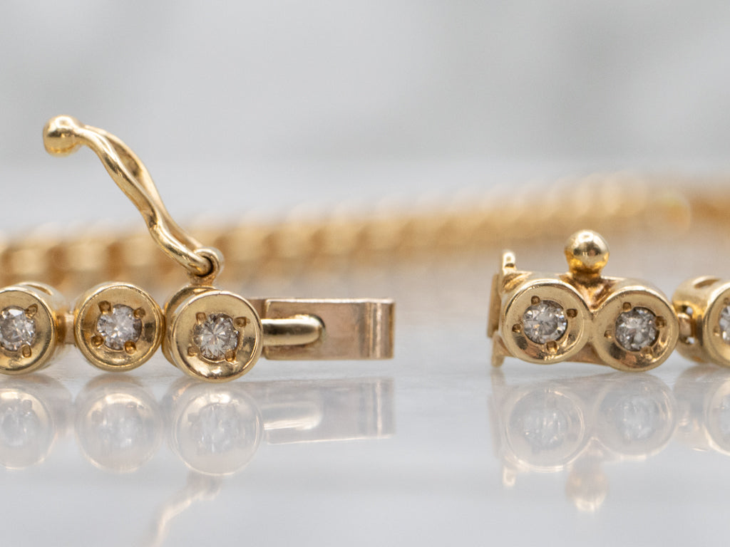 18-Karat Yellow Gold Bezel-Set Diamond Tennis Bracelet
