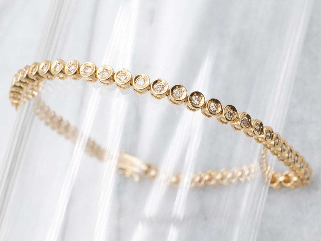 18-Karat Yellow Gold Bezel-Set Diamond Tennis Bracelet