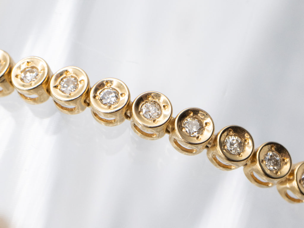 18-Karat Yellow Gold Bezel-Set Diamond Tennis Bracelet