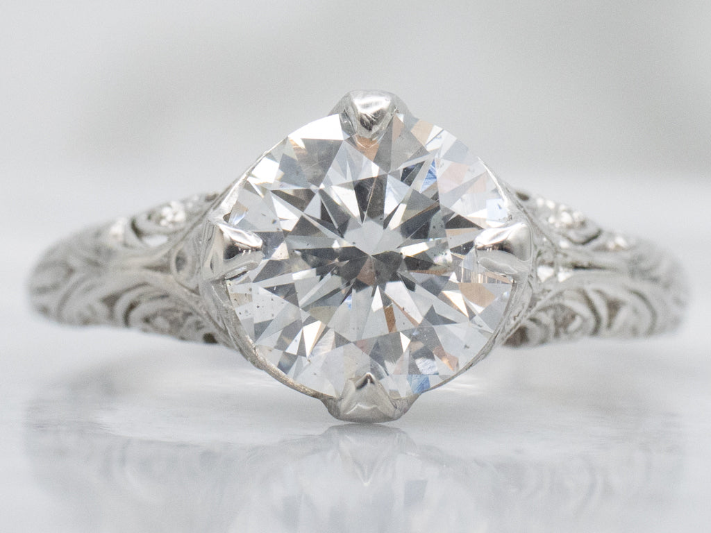 Antique GIA Certified Diamond Platinum Solitaire Engagement Ring