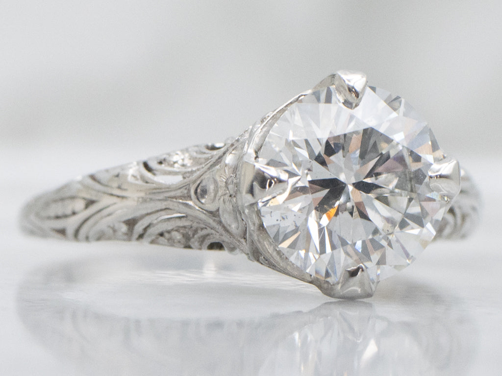 Antique GIA Certified Diamond Platinum Solitaire Engagement Ring